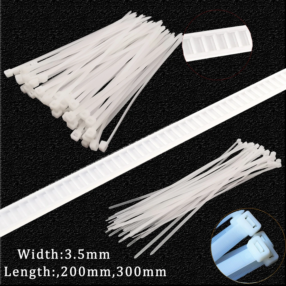 100 개/몫 흰색 5x20 0/300mm 자동 잠금 플라스틱 나일론 케이블 주최자 넥타이 고정 고정 링 케이블 관리자 우편 넥타이