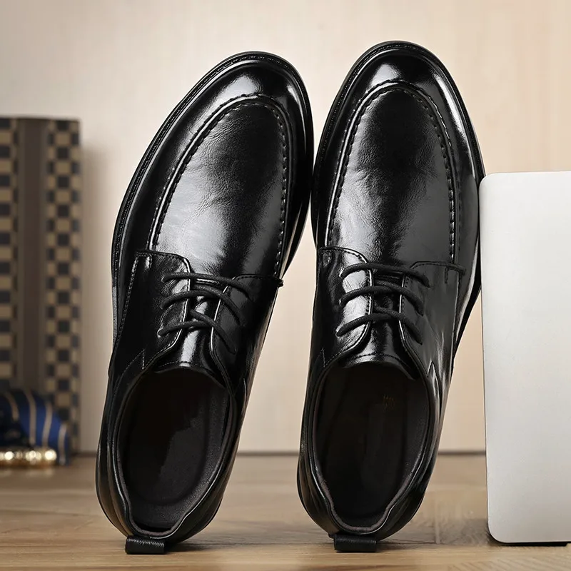 Men's Shoes Business Leather Shoes Formal Gentleman Casual Spring Low-top Lace-up British Do Old Workplace Single