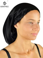 Birdtree 100% Mulberry Silk Bonnets Female  Triangel Sleeping Night Pure Hair Wrap Cap For Curly Ladies Headwrap A34320M 1