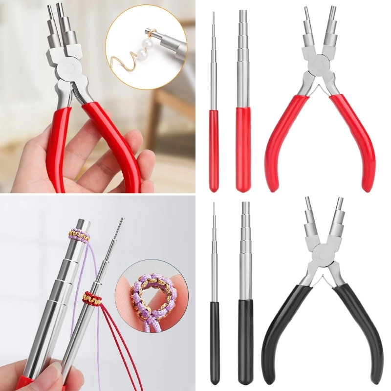 6 in 1 tweezers for jewelry clips tools Wire Looping Tool Mandrel Wire Wrapping and Jump Ring Forming Pliers for Costume Crafts