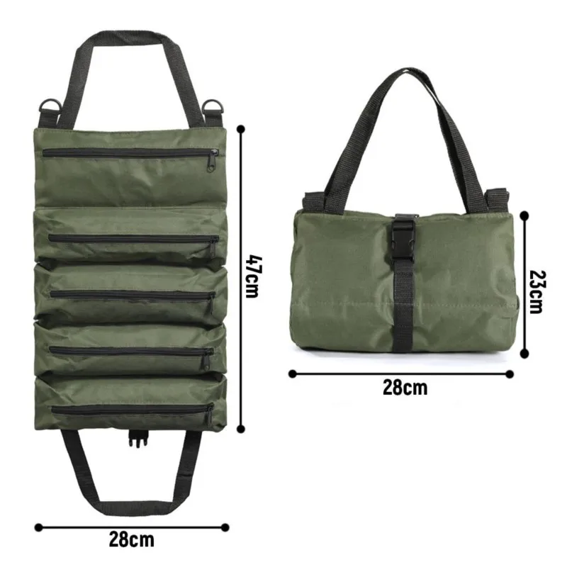 Multi-Purpose Roll Up Tool Bag Canvas Tool Organiser Hardware Tool Organizer Bucket Roll Up Electrician's Bucket Car Suspension 4