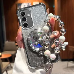 Glitter Pony Bracket Bracelet Case with Sparkling Design - Galaxy A37 (Silver)
