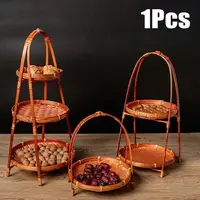 Multi-function Handwoven Fruit Basket Food Basket Decorative Standing Tray Bamboo Serving Tray Bamboo Storage Basket for Kitchen 1