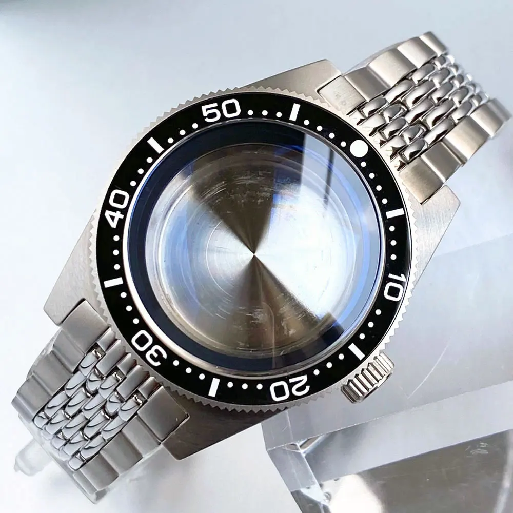 Vintage Style Automatic Watch Case with Bracelet & AR Domed Sapphire Glass - Stainless Steel Watch Parts