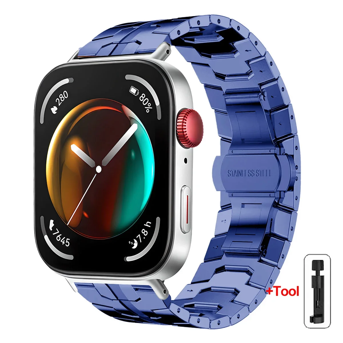 Premium Stainless Steel Adjustable Metal Strap for Smartwatches - Elegant Bracelet Wristband
