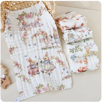 3pc/5pc Baby Towel Set Cotton 6 Layer Guaze Newborn Burp Cloths Baby Drool Face Towel Super Soft Muslin Squares Baby Care 4