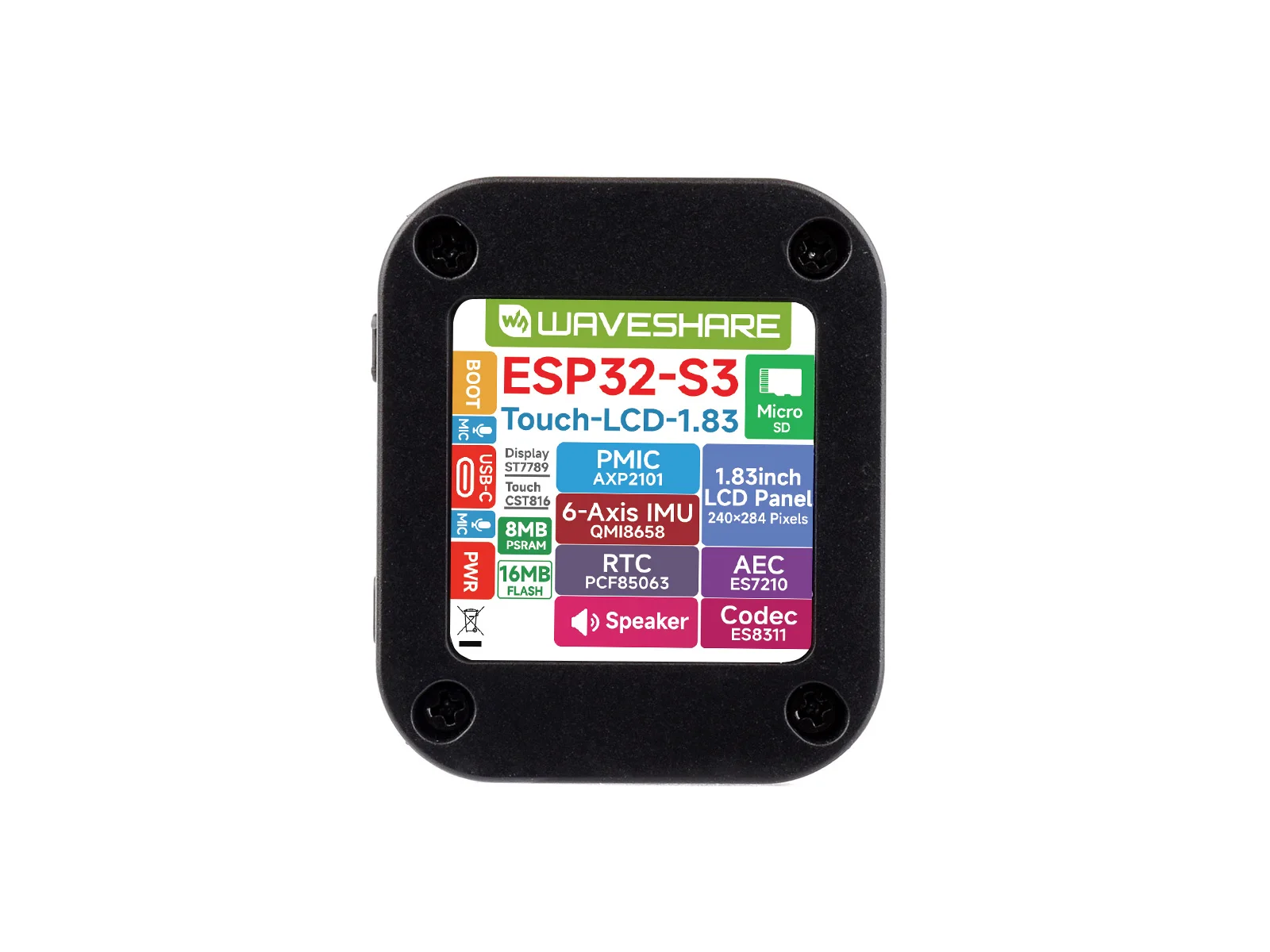 ESP32-C6 1.69inch LCD Dev.Board, 240×280 Wi-Fi6/BLE5, 160MHz RISC-V