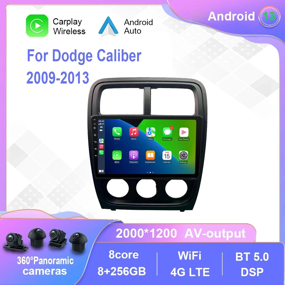 

Android 12.0 For Dodge Caliber PM 2009 - 2013 Multimedia Player Auto Radio GPS Carplay 4G WiFi DSP Bluetooth