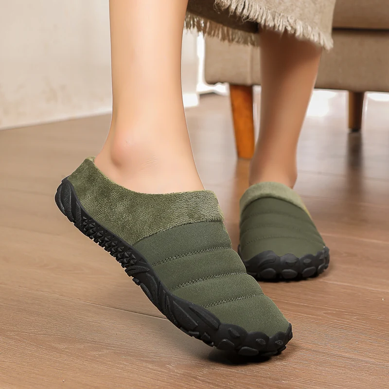 New Couple Outdoor Cotton Slippers Indoor Non-Slip Waterproof Plus Velvet Warm Cotton Slippers 3