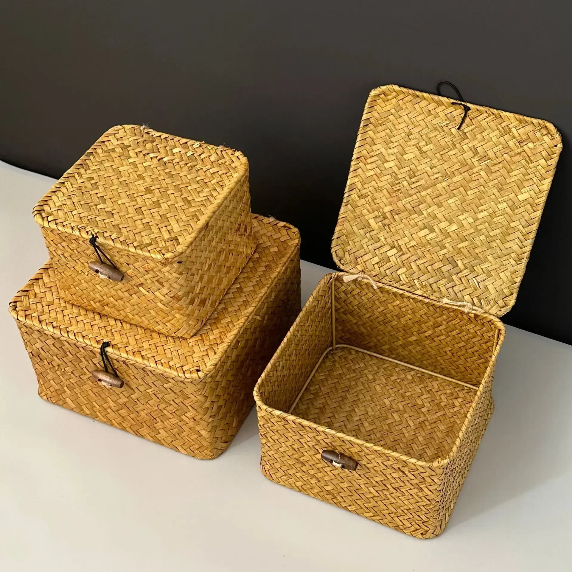 Handmade Woven Basket For Storage Plants Kitchen Office Woven Hangings Organizer Basket With Handle 3