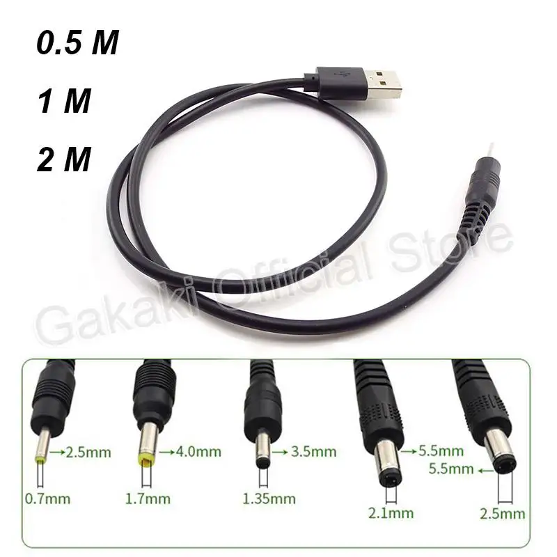 USB A Male Plug to DC 2.5 3.5 1.35 4.0 1.7 5.5 2.1 5.5 2.5mm Power Supply Plug Jack Type A Extension Cable Connector Cords,usb to dc cable,connector extension cable,usb extension cable,conversion cable adapter