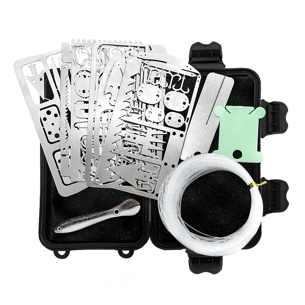 Survival Tool Card Kit Multi-Functional Card Soft Fishing Lure Hook Sharpener Outdoor Multipurpose EDC Kit For Fishing Hiking
