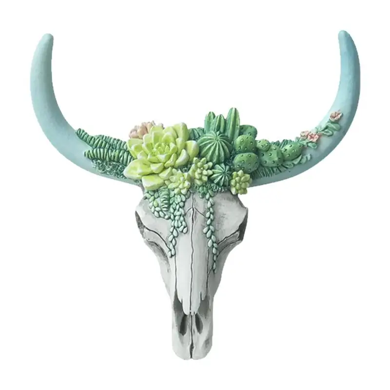 

Horn Cow Skull Wall Decor 3D Animal Crafts Ornament Hand Painted 3D Animal Crafts Ornament For Home Caves Reptile Place Fish