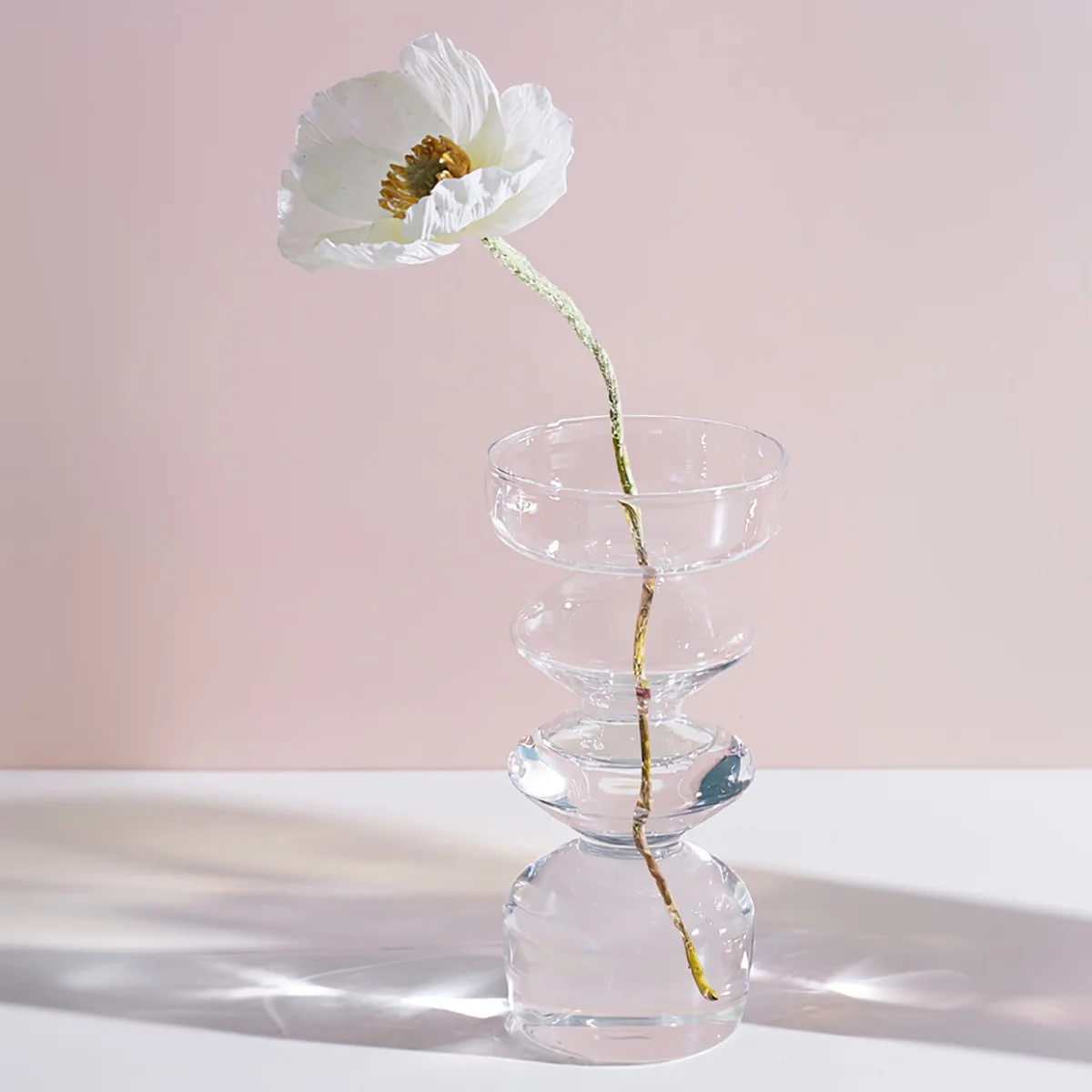 1PC, irregular-shaped screw-shaped glass vase, simple transparent vase, hydroponic flower arrangement container