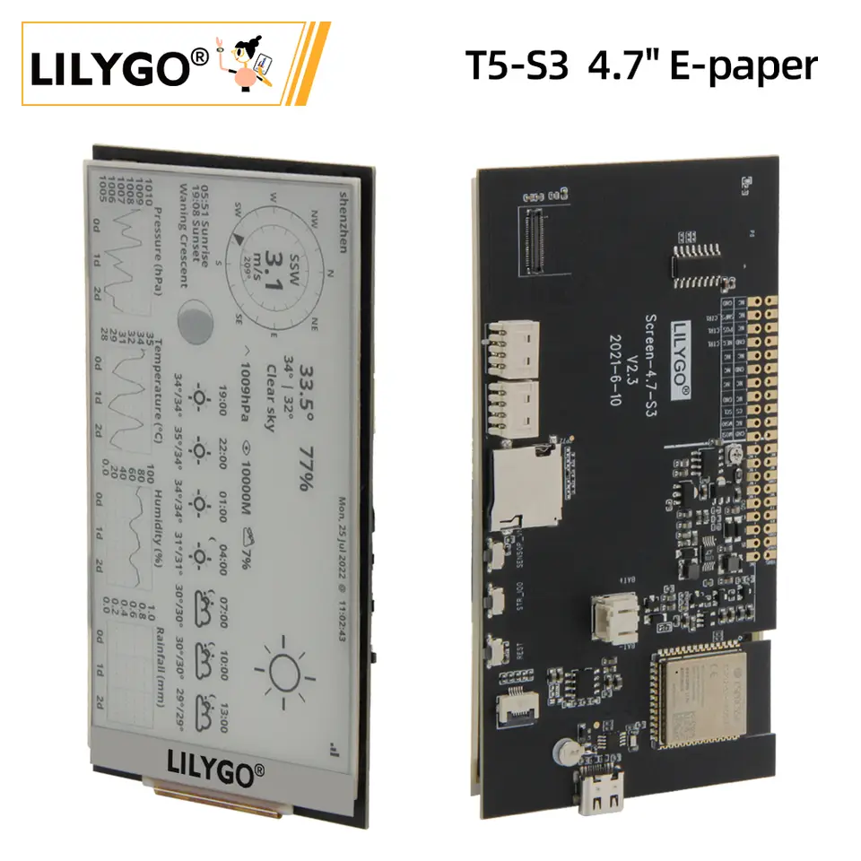 LILYGO® T5 4.7 Inch E-paper V2.3 ESP32-S3 Development Driver Board Display Module Support TF Arduino Compatible Raspberry Pi image 1