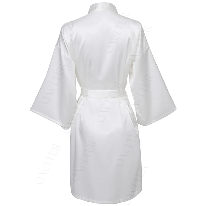 Bridesmaid Robes Silk Robe Bride Robe Short Satin Robe Women Wedding Robe Bathrobe Sleepwear Dressing Gown Plus Size 32-Color