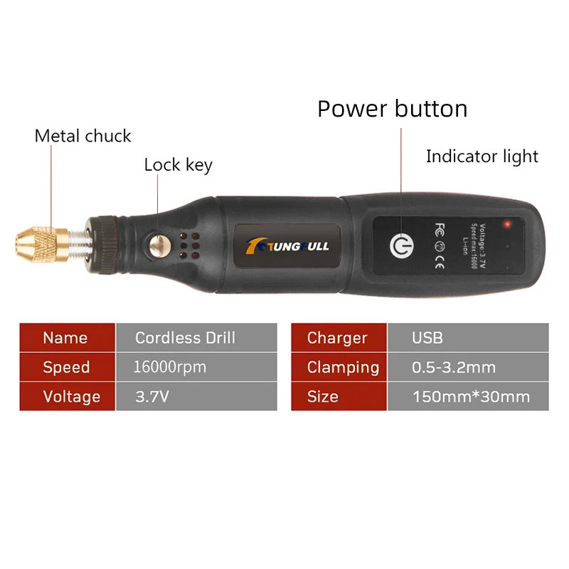 Mini Lithium Electric Grinder USB Cordless Drill Rotary Tool Electric Drill Rechargeable Electric Jade Carving Engraving Pen 6