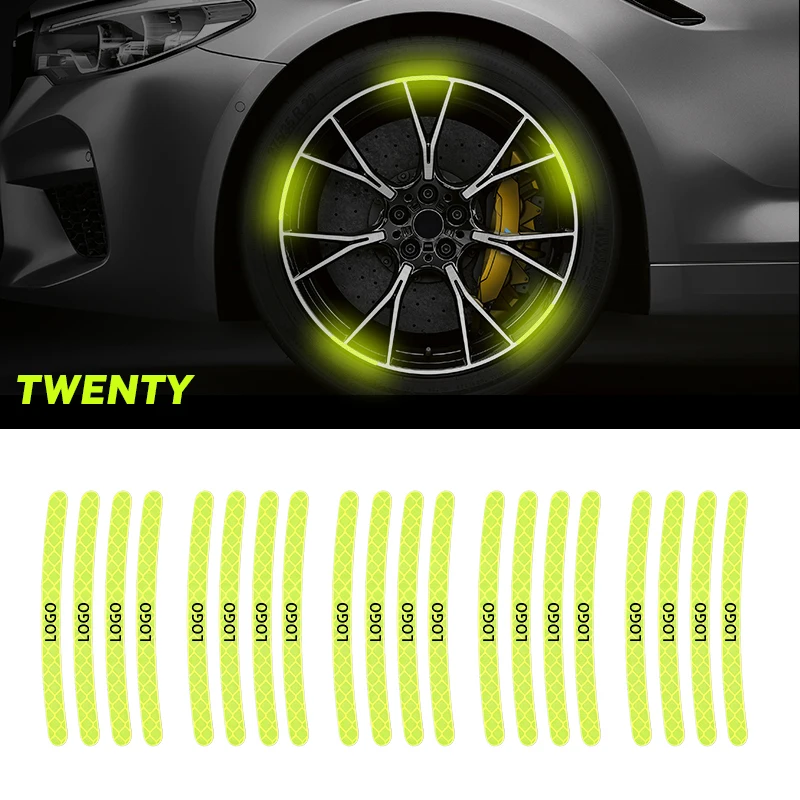 20 шт., Светоотражающая наклейка на ступицу колеса автомобиля