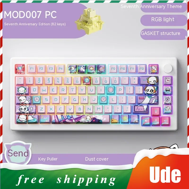 Оригинальная механическая клавиатура MOD007PC, проводная клавиатура, RGB, многофункциональная ручка, магнитный переключатель, горячая замена, для ПК, игровая клавиатура