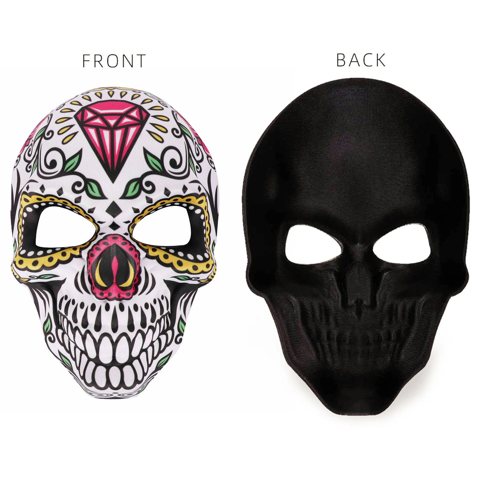 Scary Skull Print Mask Mexican Day of the Dead Mask Halloween Costume Mask  Halloween Masquerade-Bones Costume Supplies Dropship