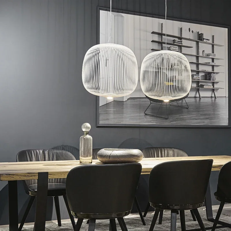 Nordic Remote Foscarini Spokes LED Pendant Lights Industrial Lamp Bird Cage Chandelier Dining Room Living LOFT LED Hanging Lamp 3