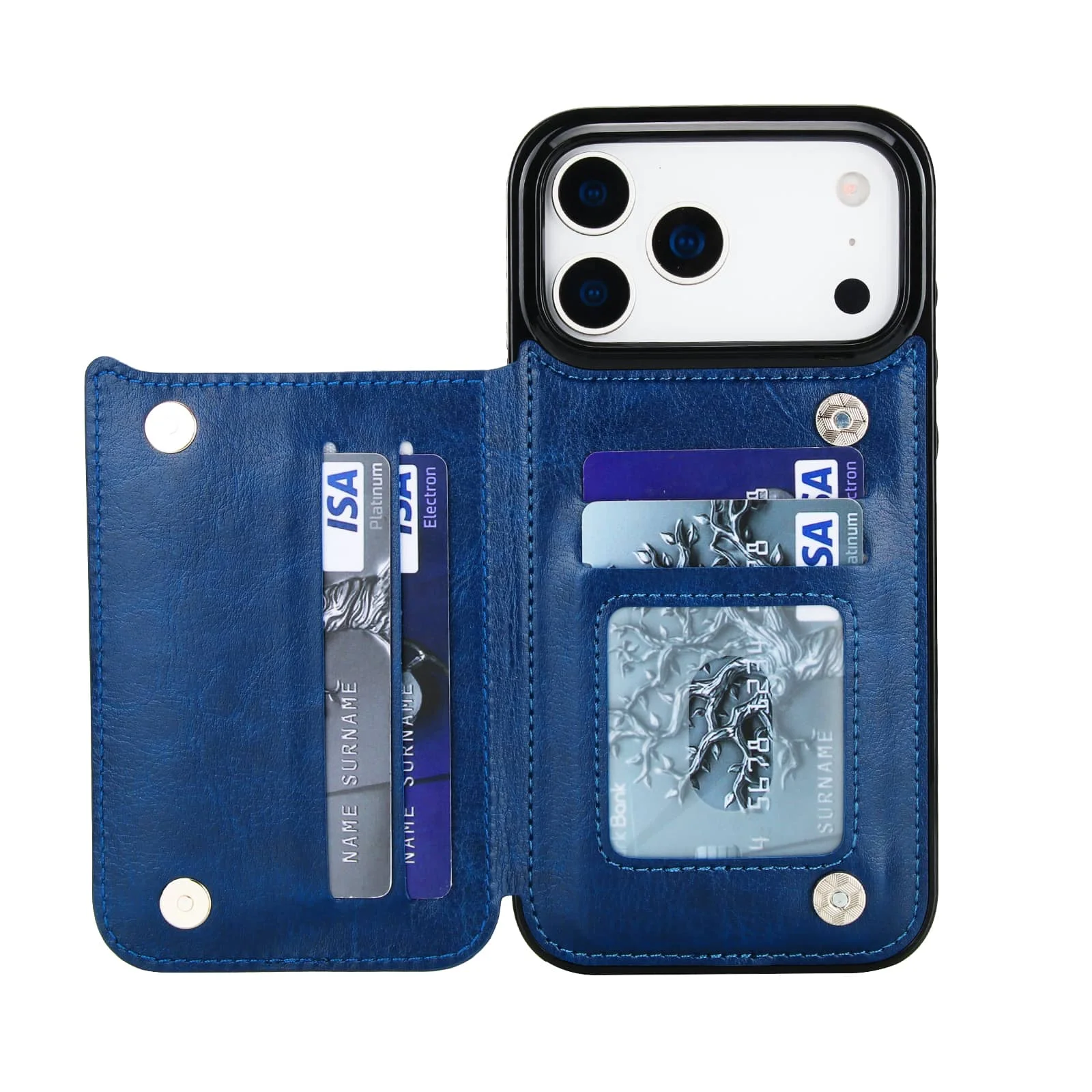 Premium Sleek Leather Wallet Phone Case with Kickstand and Card Slots - Shockproof Protection Cover