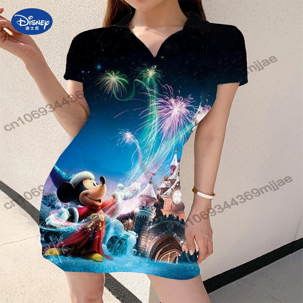 

POLO Dress Disney V-neck Elegant Party Dresses for Women 2023 Women's Clothing Free Shipping New in Dresses Vintage