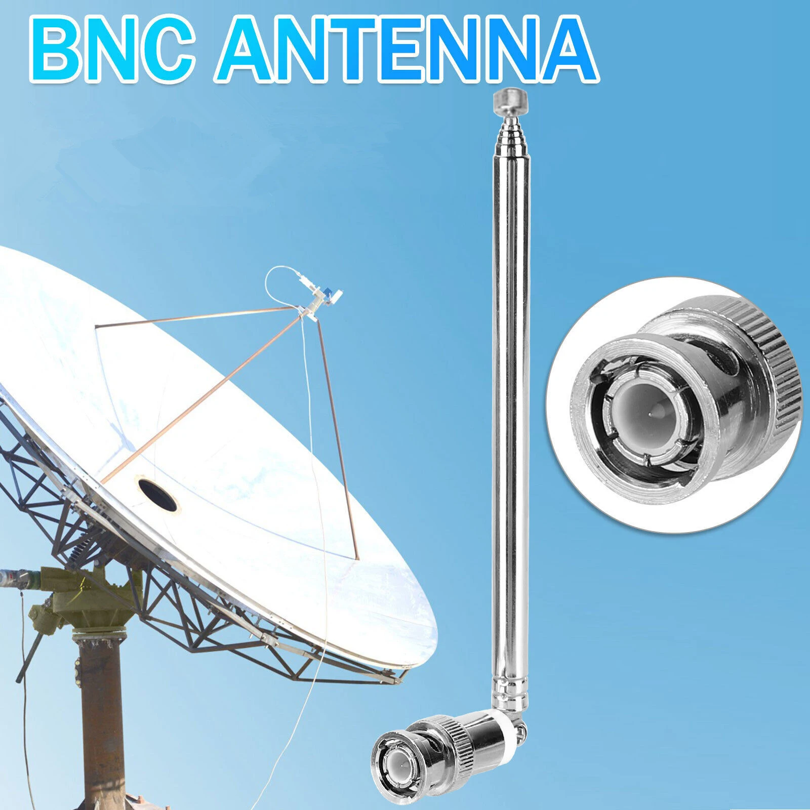 2개/세트 텔레스코픽 BNC 안테나 7단 확장형 금속 BNC 라디오 안테나 커넥터 라디오 스캐너/VHF/UHF/AM/FM용