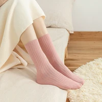 10 paires rétro femmes coton chaussettes amples automne hiver tricot couleur unie longue noir coréen japonais étudiant filles 4