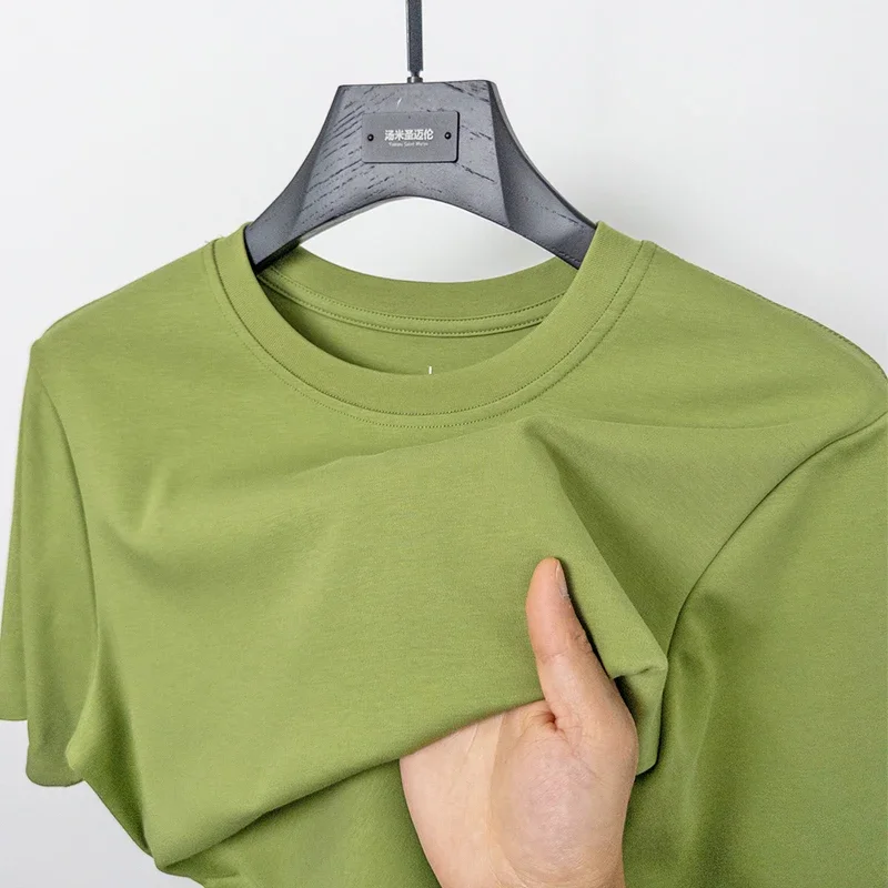 

High-end Luxury Brand Classic Minimalist Solid Color O-neck Soft T-shirt Versatile Business Casual Short Sleeved Korean New Top