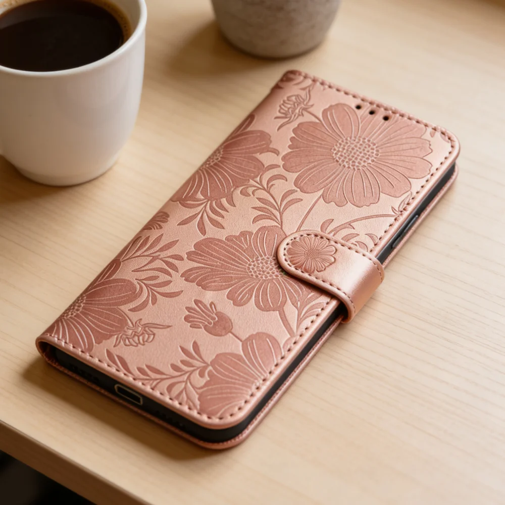 Sunflower Leather Wallet Flip Phone Case Cover