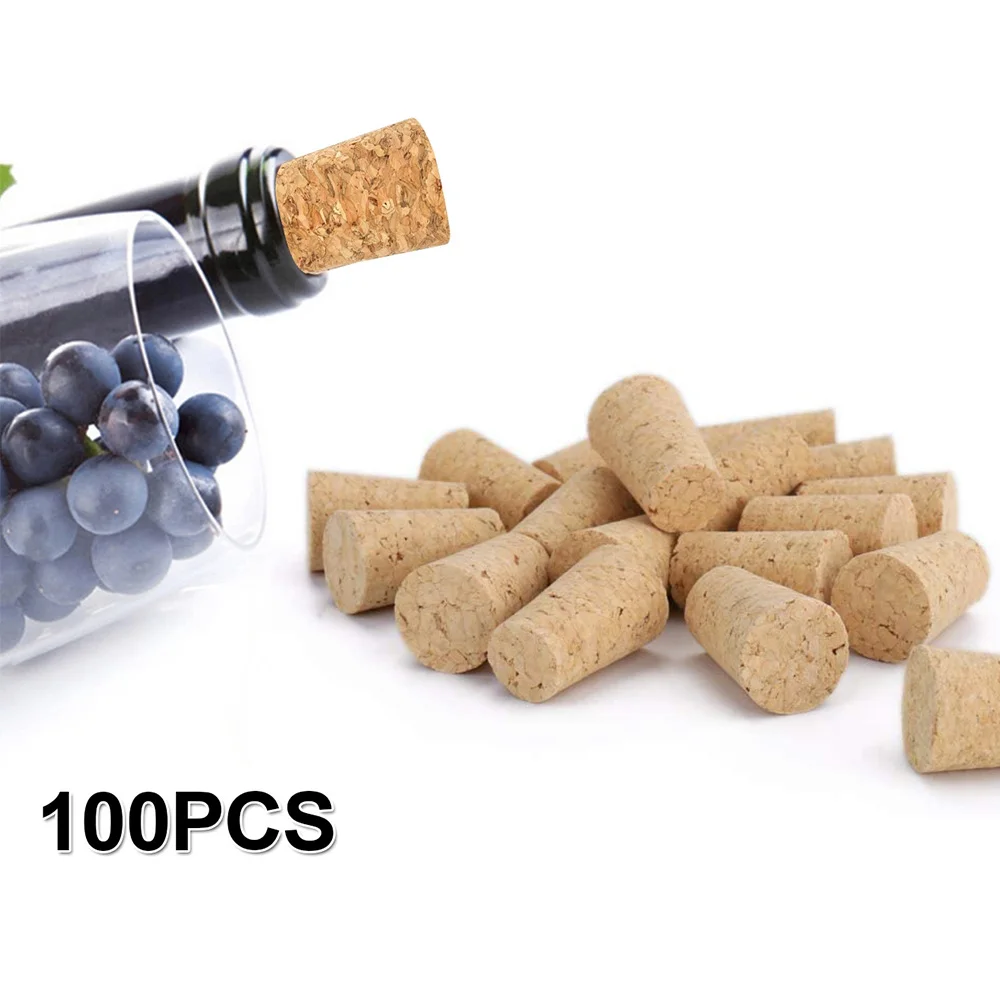 

100Pcs/Pack Natural Cork Stopper Tapered Personalized Wine Bottle for Engraving Blank Corks DIY Crafts（0.87"" x 0.67"" x 1.38""）