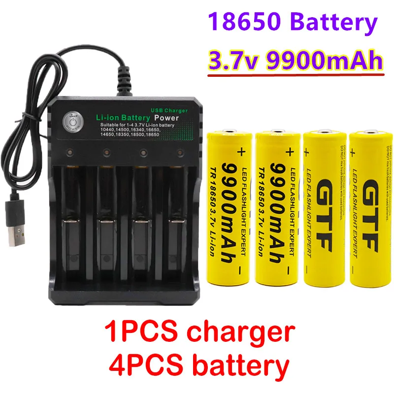 

Batterie Lithium-ion Rechargeable 100% 18650 3.7V 9900mAh Pour Lampe De Poche Led Vente En Gros, Avec Chargeur Usb