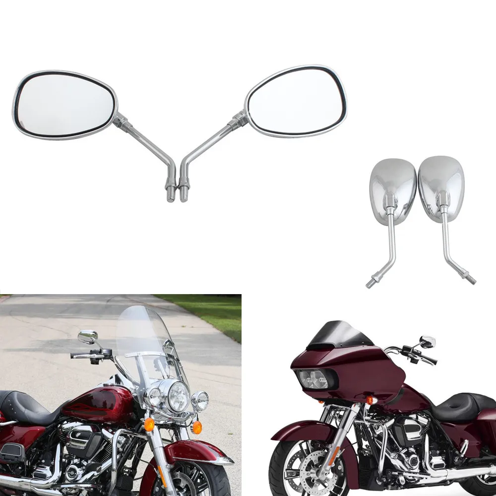 

Chrome Universal 10MM Motorcycle Rearview Mirrors Side Mirrors For Honda Yamaha Suzuki Kawasaki Ducati Scooter Cruiser Shadow