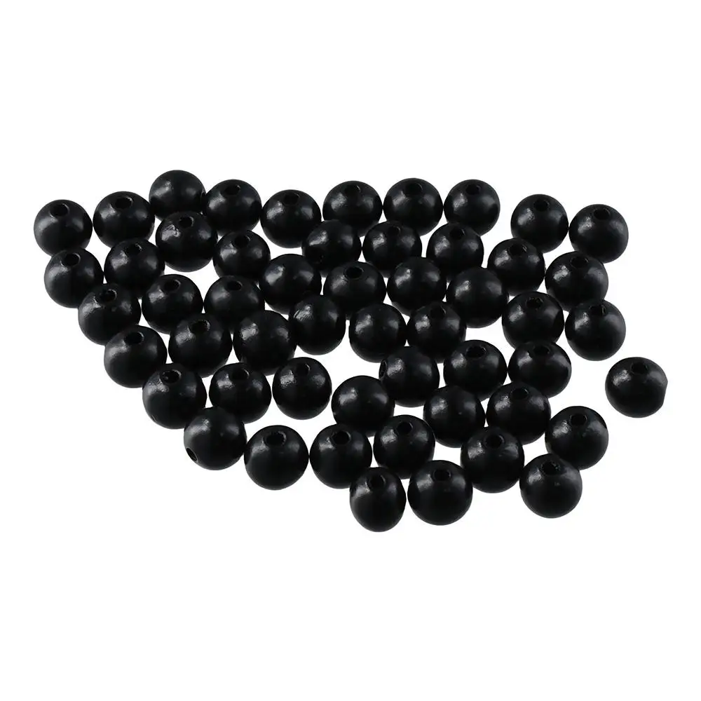

100Pcs Black Wood Beads Handmade Wooden 20mm 5mm Large Hole Round Spacer Beads Jewelry Making
