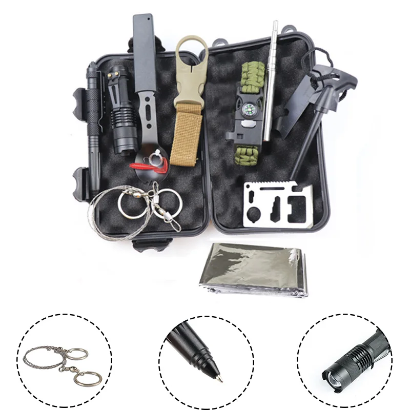 

Survival Kit Set Outdoor SOS Equipment Multifunctional Field Survival First Aid Box Emergency Supplies Wilderness Adventure