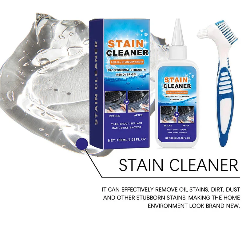 Mold & Stain Remover Gel Quick Acting Stain Remover Gel Stain Cleaner with Brush for Bathroom Washing Machine Refrigerator Strip