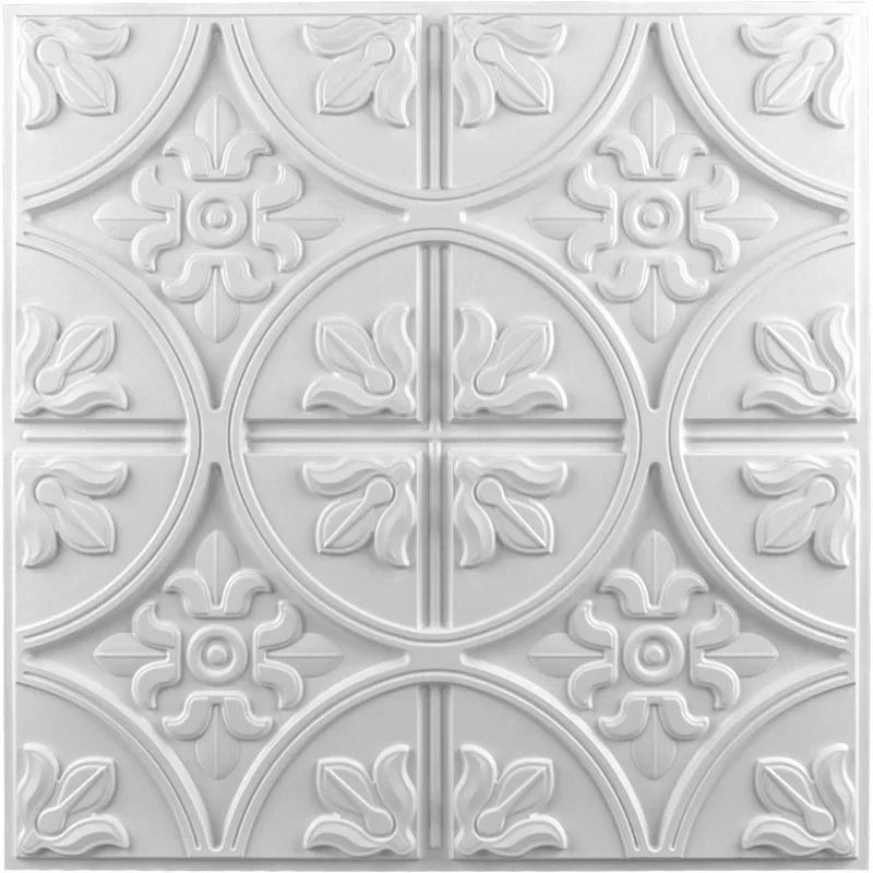 Drop Ceiling Tiles 2x2, Glue-up Ceiling Panel, Fancy Classic Style in White