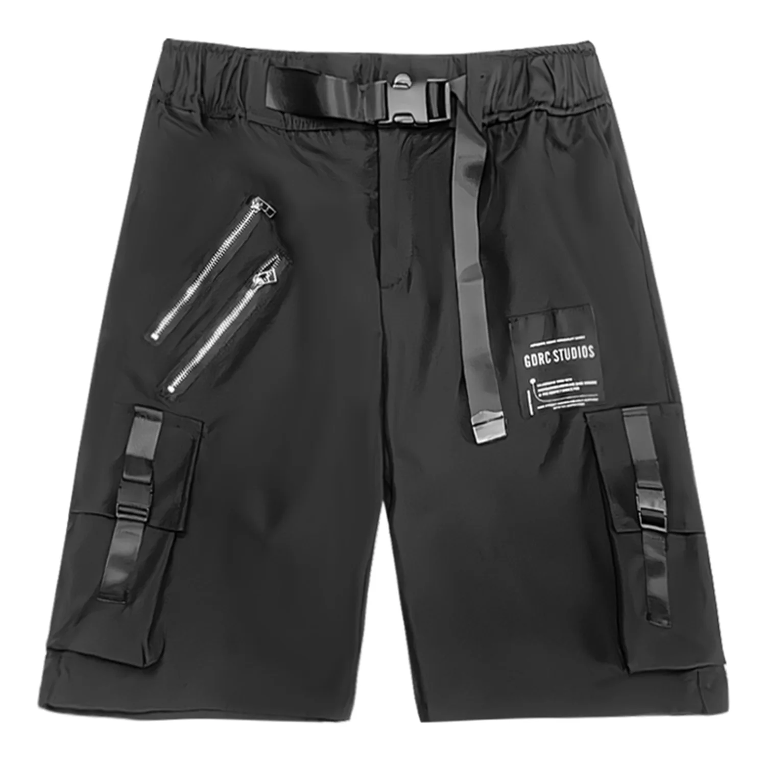 

Cargo Jogger Shorts For Men Zipper Punk Style Black Fifth Summer Pants Buckle Waist