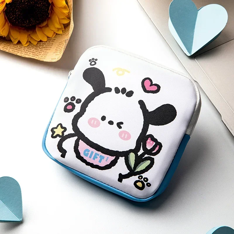 Sanrio Pochacco Anime Figures Kawaii Girls Sanitary Napkin Storage Bag Cartoon Pattern Mini Coin Purse Portable Cosmetic Bag 6