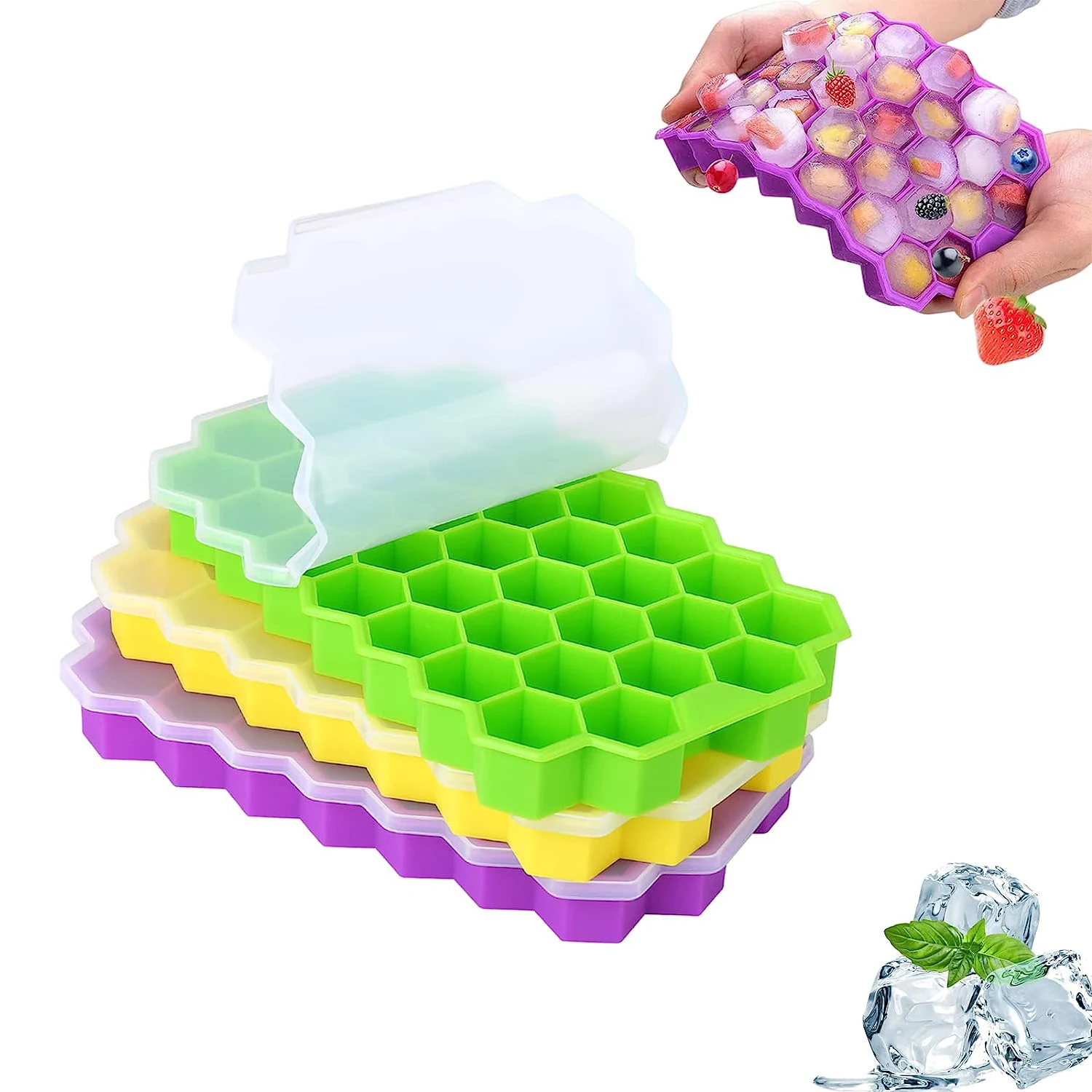 Ice Cube Tray, 3 Pack Silicone Ice Tray Easy-Release Flexible 15 Ice Cube  Molds, Stackable Ice Trays for Freezer, Ice Cube Size 1.2 IN for Cocktail