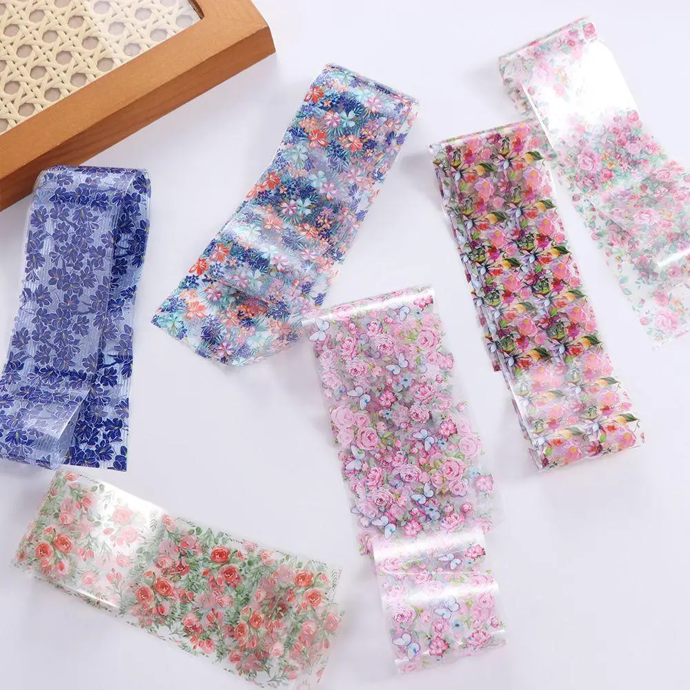 

Japanese Style Floral Transfer Foils Nail Stickers Flower Full Wraps Nail Art Decoration for Women Manicure Accessories