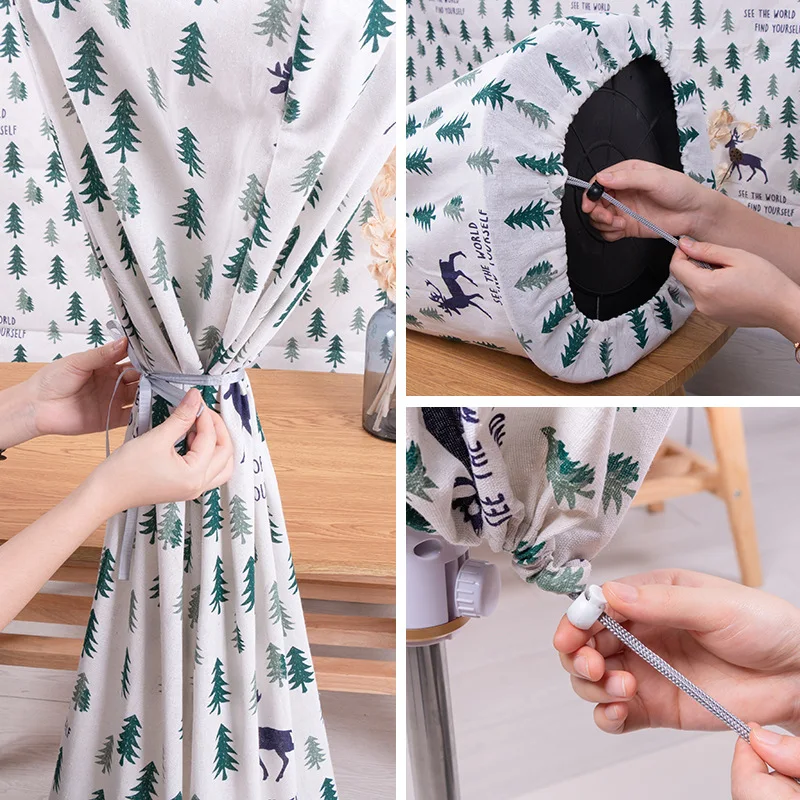 Household Cotton Linen Electric Fan Cover Dust Cover For Floor Type Printed Dustproof Protection Finger Protector ZH396
