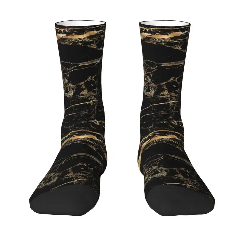 

Harajuku Black Marble Gold Veins Socks Women Men Warm 3D Printed Modern Geometric Football Sports Socks