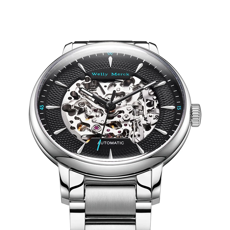 WM Watch WellyMerck Automatic Mechanical Watches Man Business Casual Water Resistant 316L Stainless Steel Premium Watch WM017