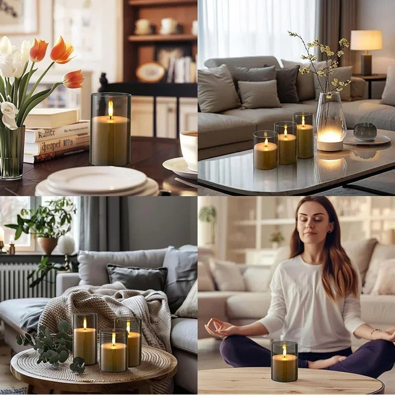 Led Electronic Candles Light Flameless Remote Timer Flickering Lamp Clear Acrylic Glass Battery Powered Wedding Party Christmas - Image 6