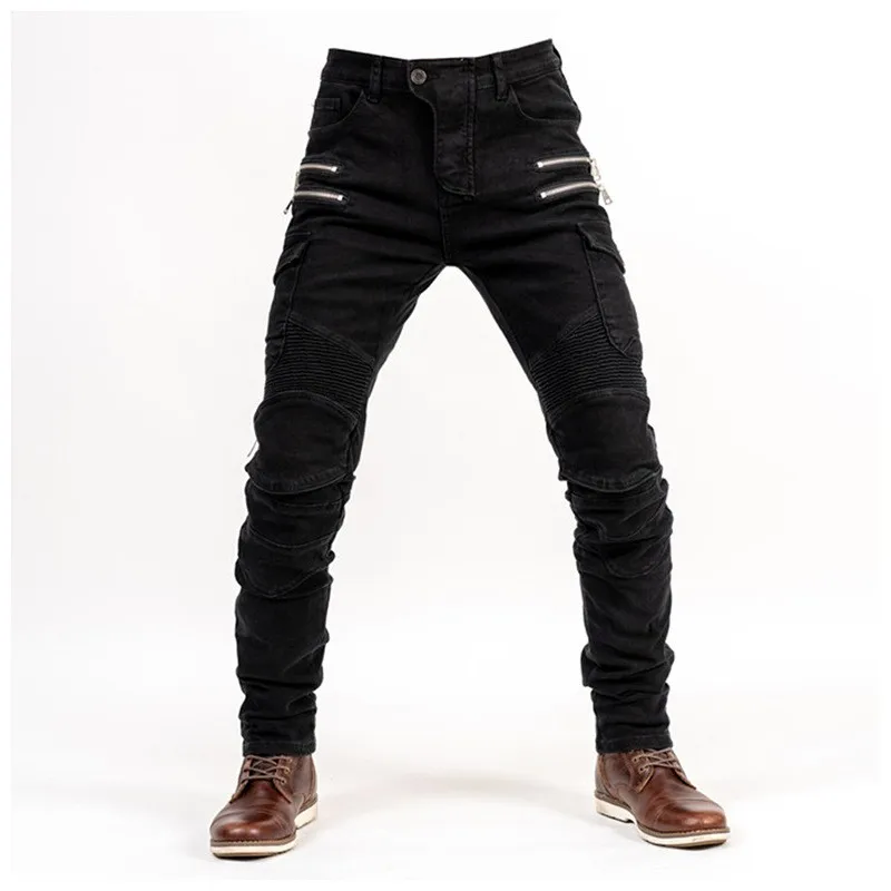 Casual Men's Cycling Motorcycle Full Black All-Season Ball Sports Storage Cotton Casual Bicycle Pants