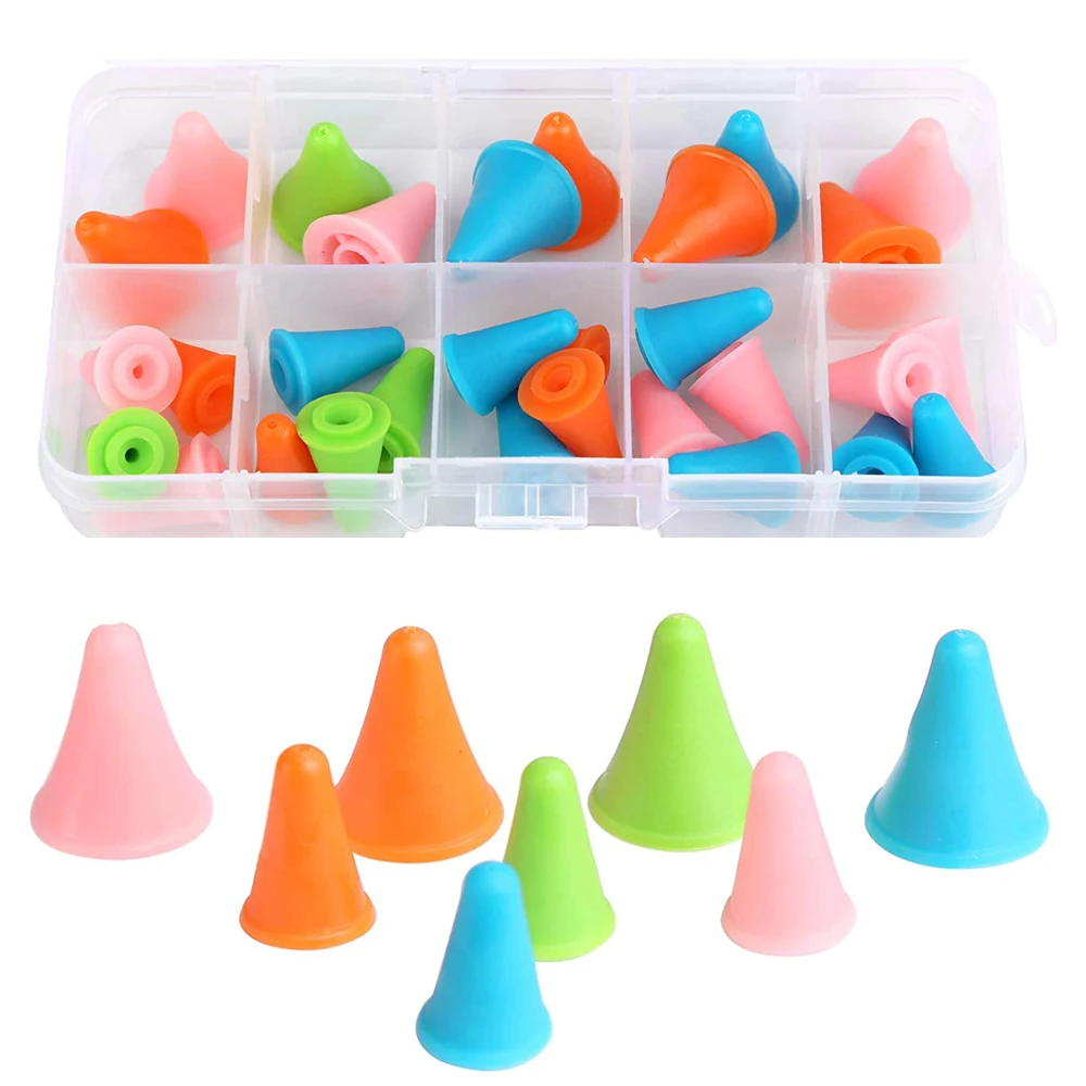 

20PCS Multi-Colored Knitting Needles Point Protectors 2 Sizes Knitting Needles Cap Tip with Plastic Box for Knitting Craft
