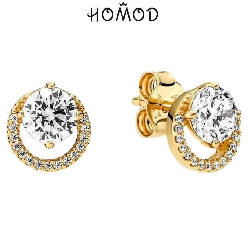 Stud and Hoop Earrings For Women Family Always Encircled Heart Sparkling Wedding Engagement Jewelry