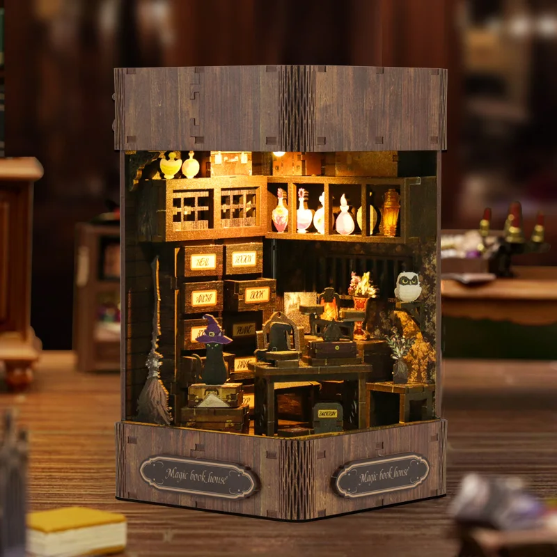 DIY Wooden Miniature Model Kit Magic Book House Casa Doll Houses 3D Puzzle Dollhouse With Furniture Home Decor for Friends Gifts 2
